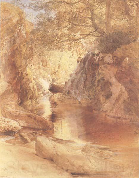 Samuel Palmer A Cascade in Shadow,Drawn on the Spot,near the Function of the Machno and Conway,North Wales